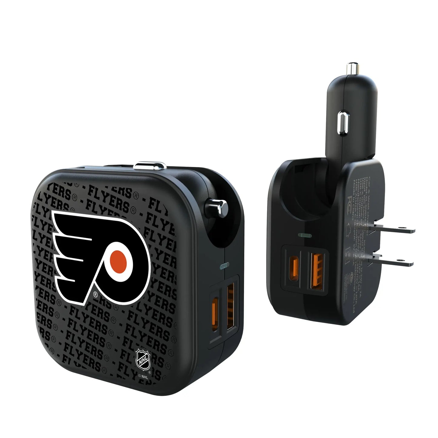 Philadelphia Flyers Text Backdrop 2 in 1 USB A/C Charger