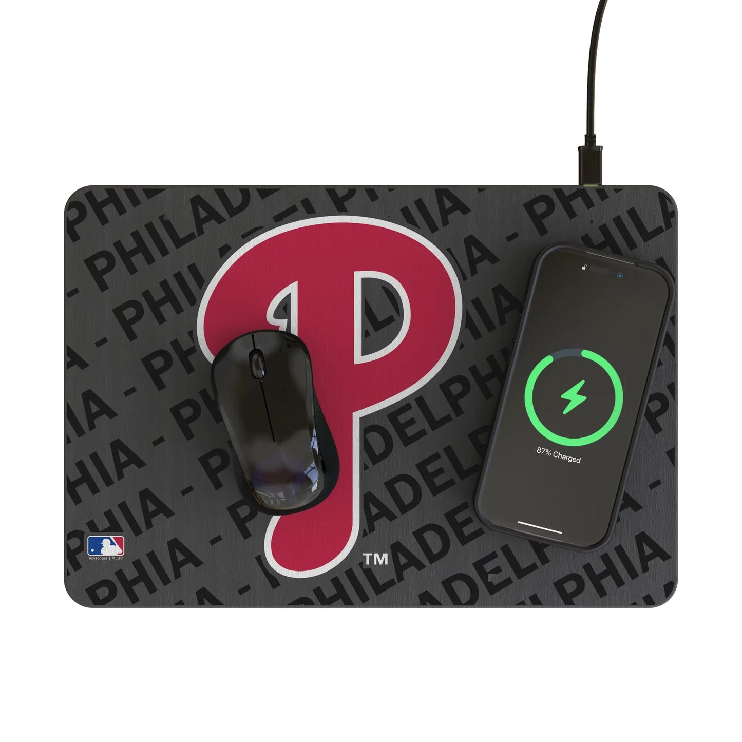 Philadelphia Phillies Monocolor Tilt 15-Watt Wireless Charger and Mouse Pad