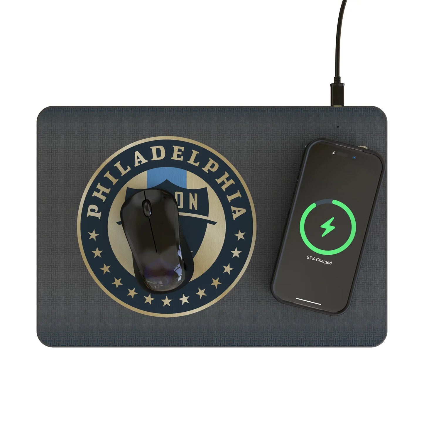 Philadelphia Union Linen 15-Watt Wireless Charger and Mouse Pad
