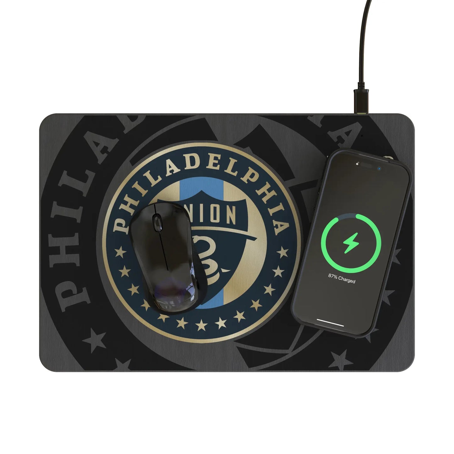 Philadelphia Union Monocolor Tilt 15-Watt Wireless Charger and Mouse Pad