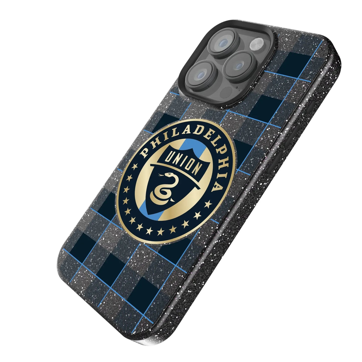 Philadelphia Union Plaid Black Bling Phone Case for Apple iPhone