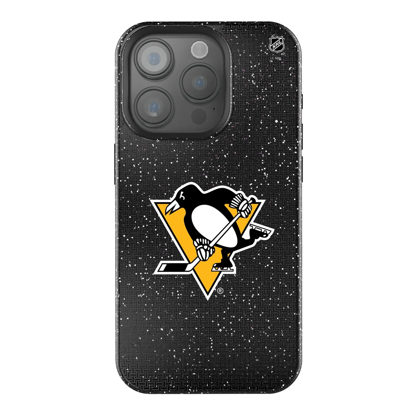 Pittsburgh Penguins Linen Black Bling Phone Case for Apple iPhone