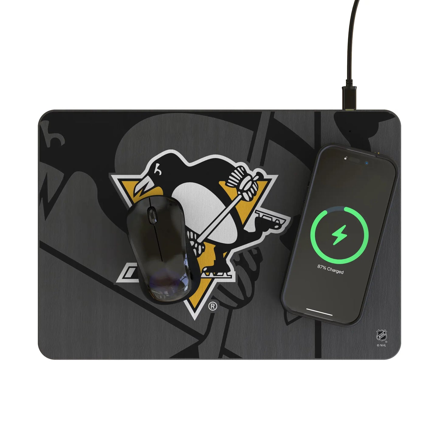 Pittsburgh Penguins Monocolor Tilt 15-Watt Wireless Charger and Mouse Pad