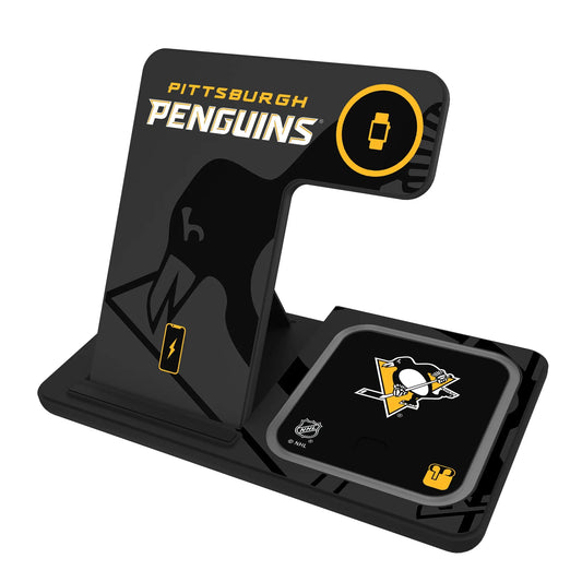 Pittsburgh Penguins Monocolor Tilt 3 in 1 Charging Station