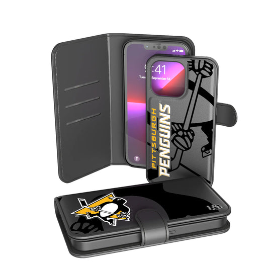 Pittsburgh Penguins Monocolor Tilt Wallet Phone Case for Apple iPhone
