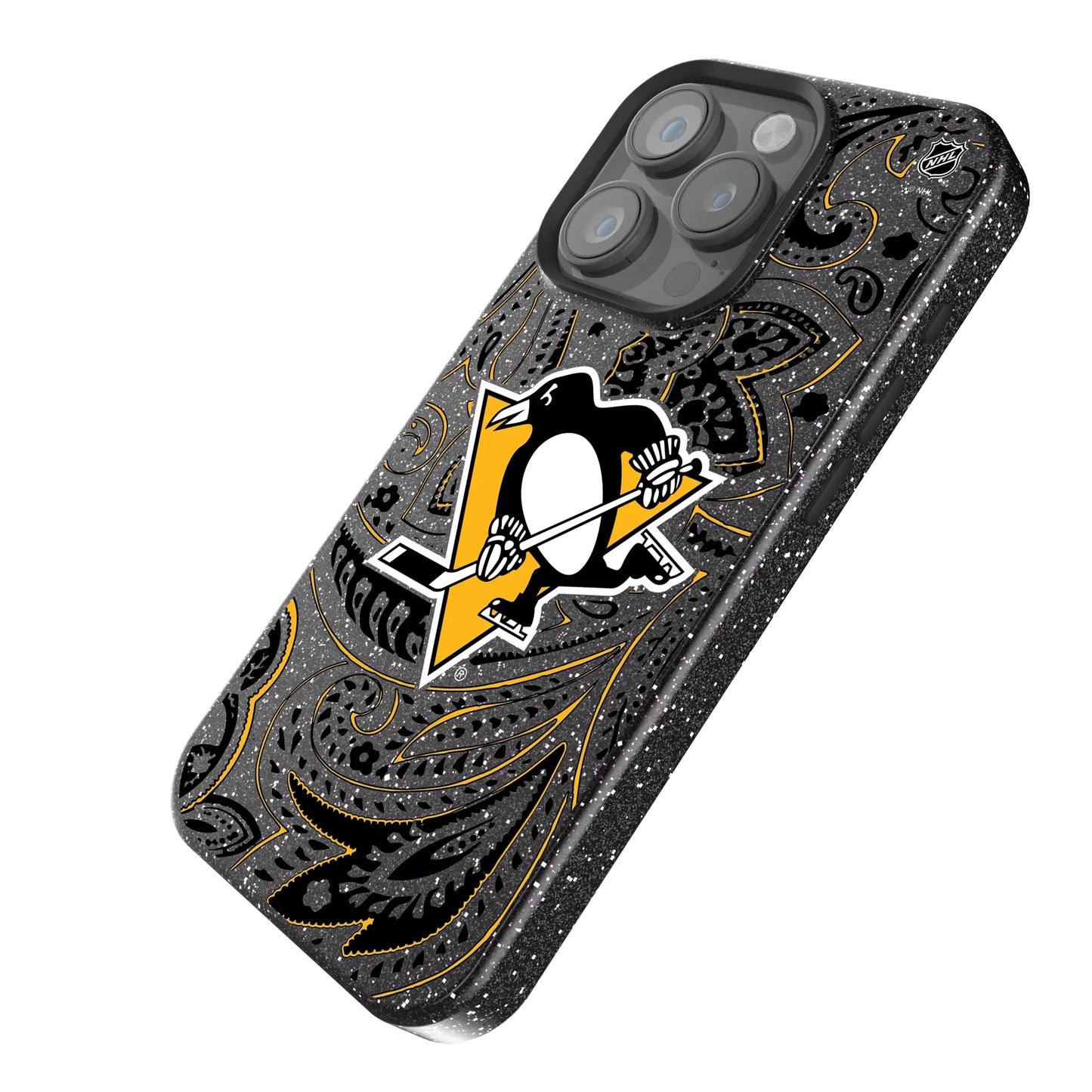 Pittsburgh Penguins Paisley Black Bling Phone Case for Apple iPhone