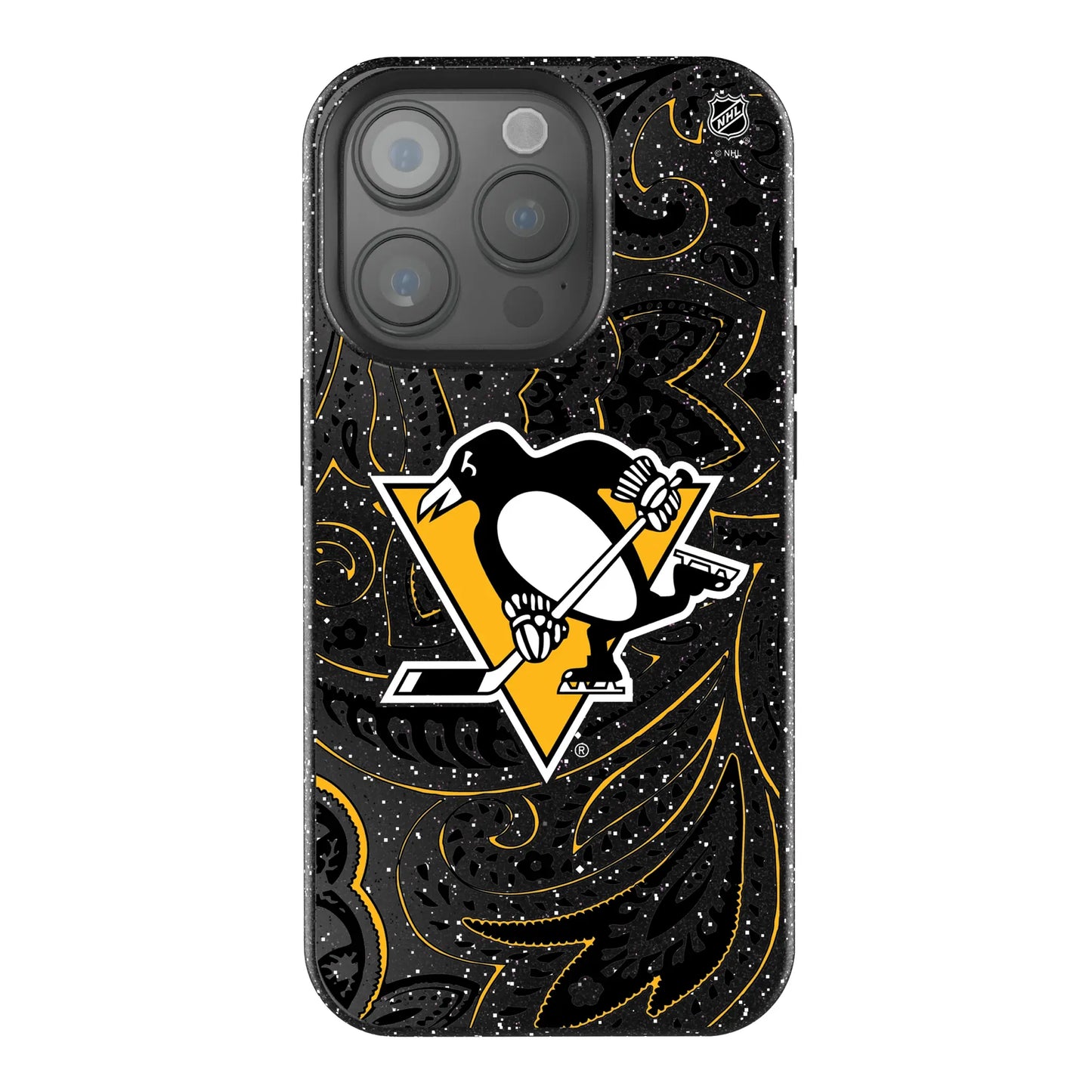 Pittsburgh Penguins Paisley Black Bling Phone Case for Apple iPhone