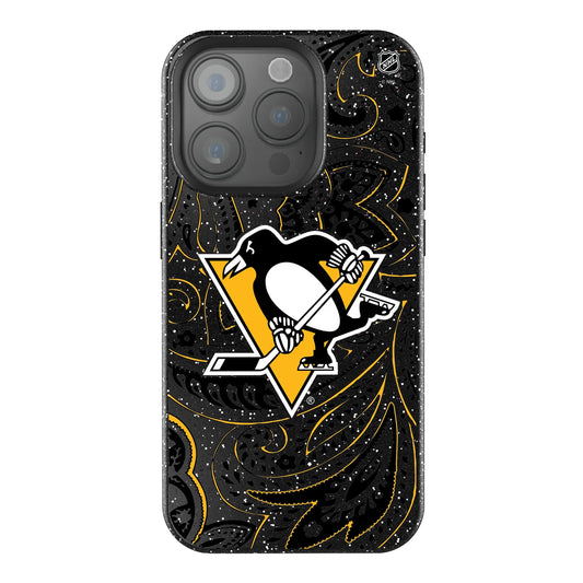 Pittsburgh Penguins Paisley Black Bling Phone Case for Apple iPhone
