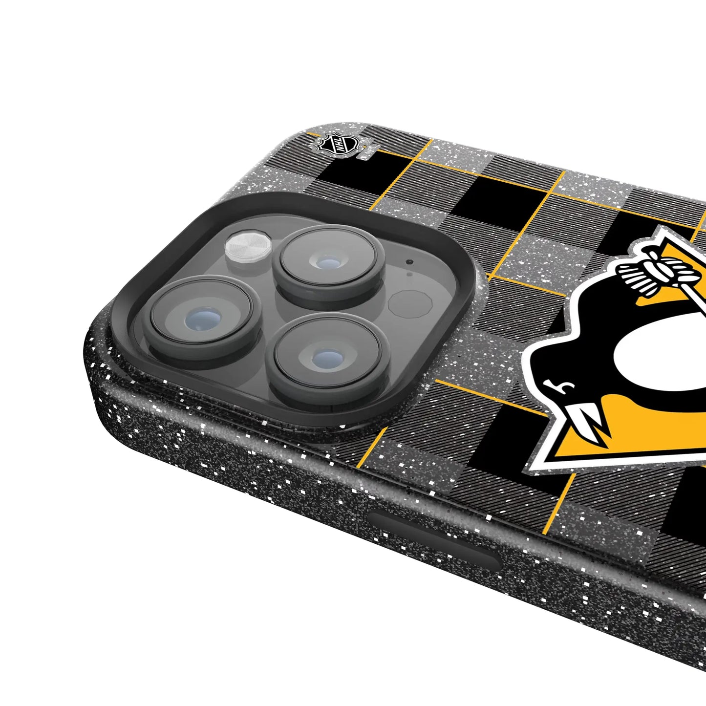 Pittsburgh Penguins Plaid Black Bling Phone Case for Apple iPhone