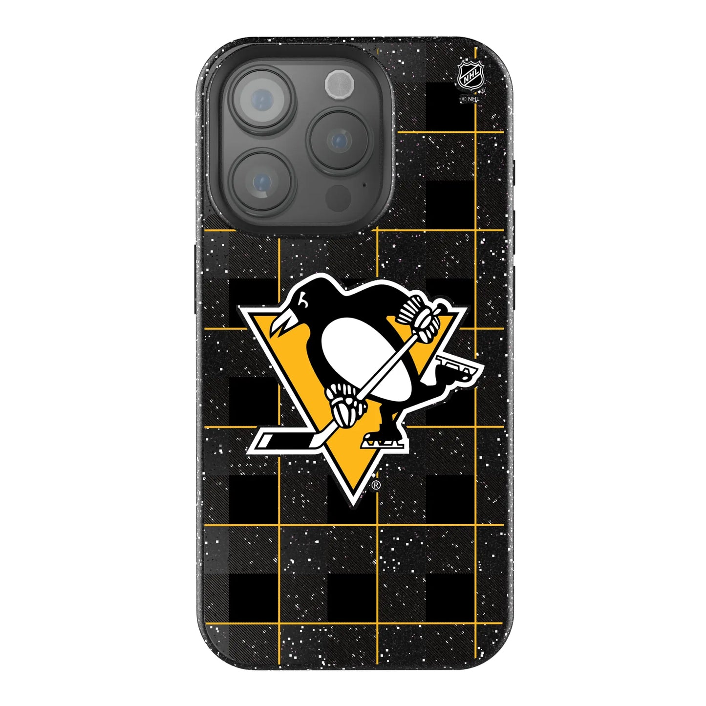 Pittsburgh Penguins Plaid Black Bling Phone Case for Apple iPhone