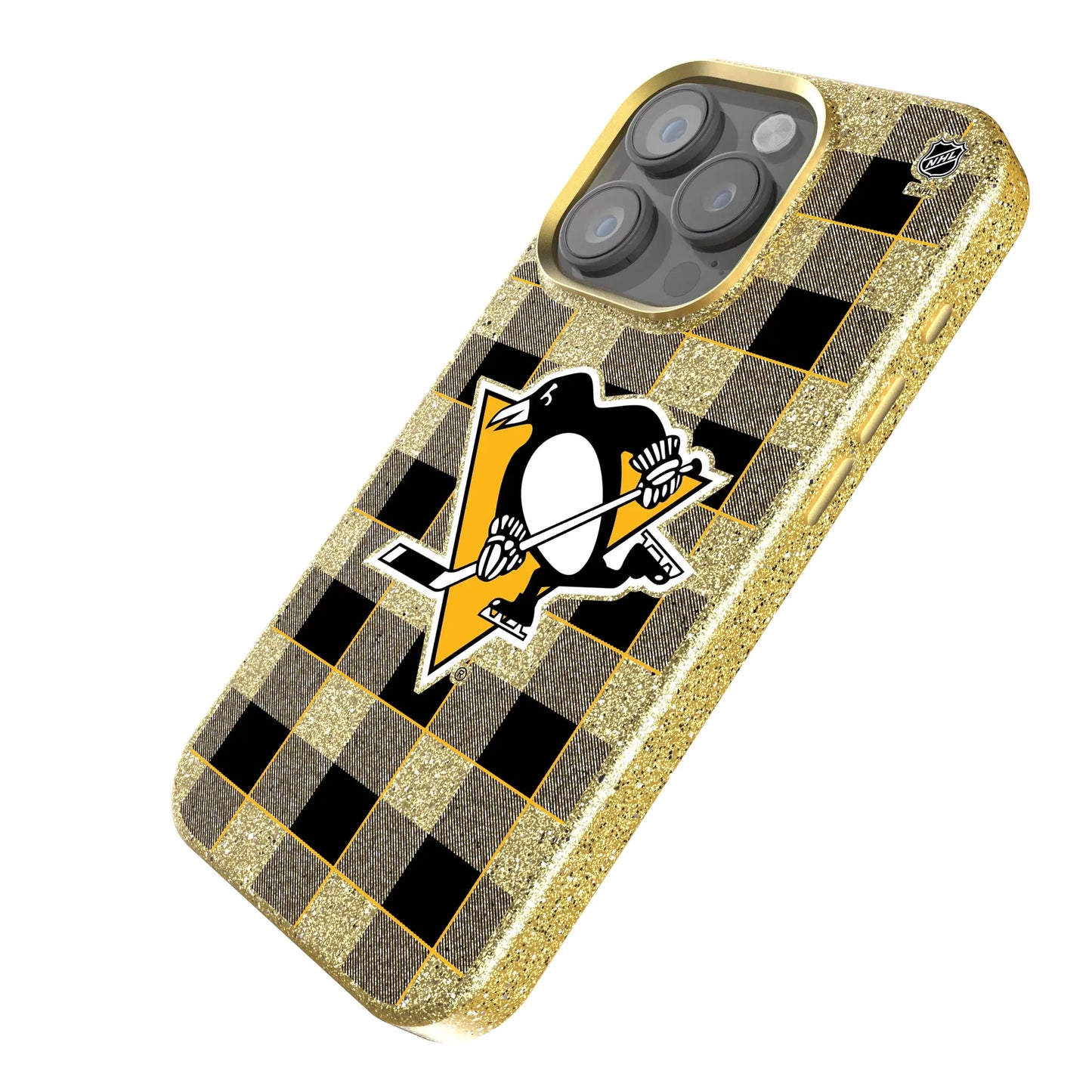 Pittsburgh Penguins Plaid Bling Phone Case for Apple iPhone
