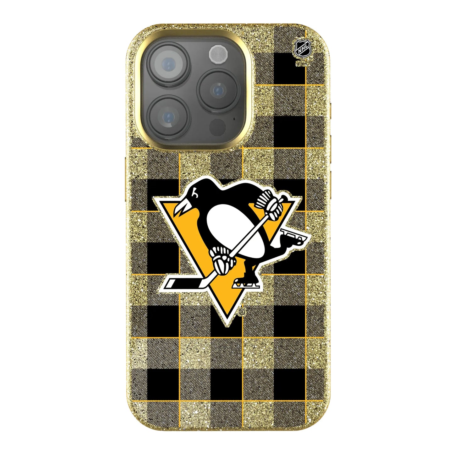 Pittsburgh Penguins Plaid Bling Phone Case for Apple iPhone
