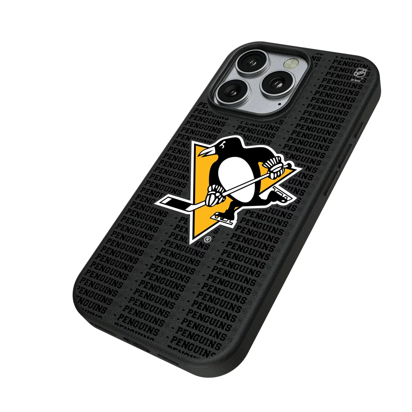 Pittsburgh Penguins Text Backdrop MagSafe Compatible Phone Case for Apple iPhone