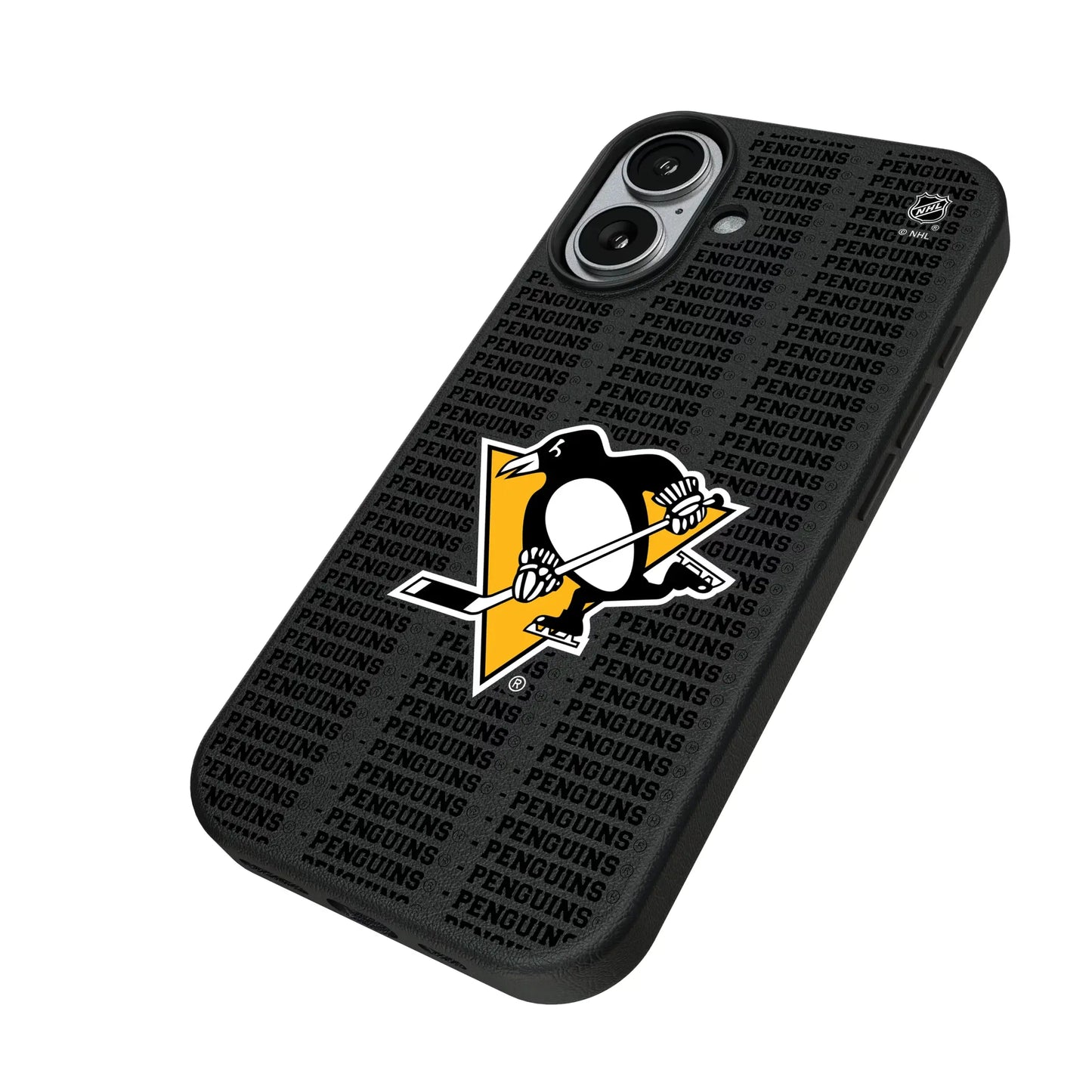 Pittsburgh Penguins Text Backdrop MagSafe Compatible Phone Case for Apple iPhone
