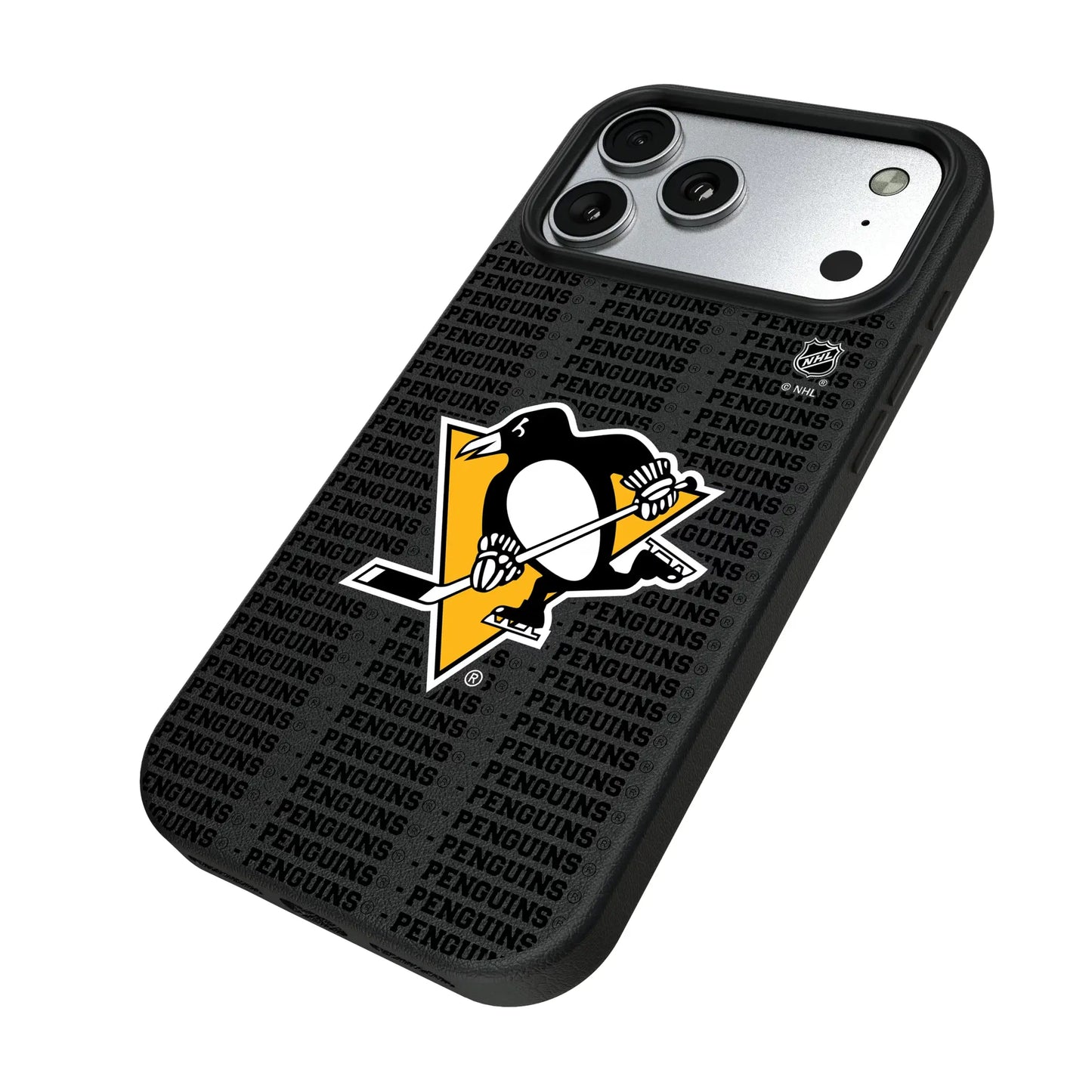 Pittsburgh Penguins Text Backdrop MagSafe Compatible Phone Case for Apple iPhone
