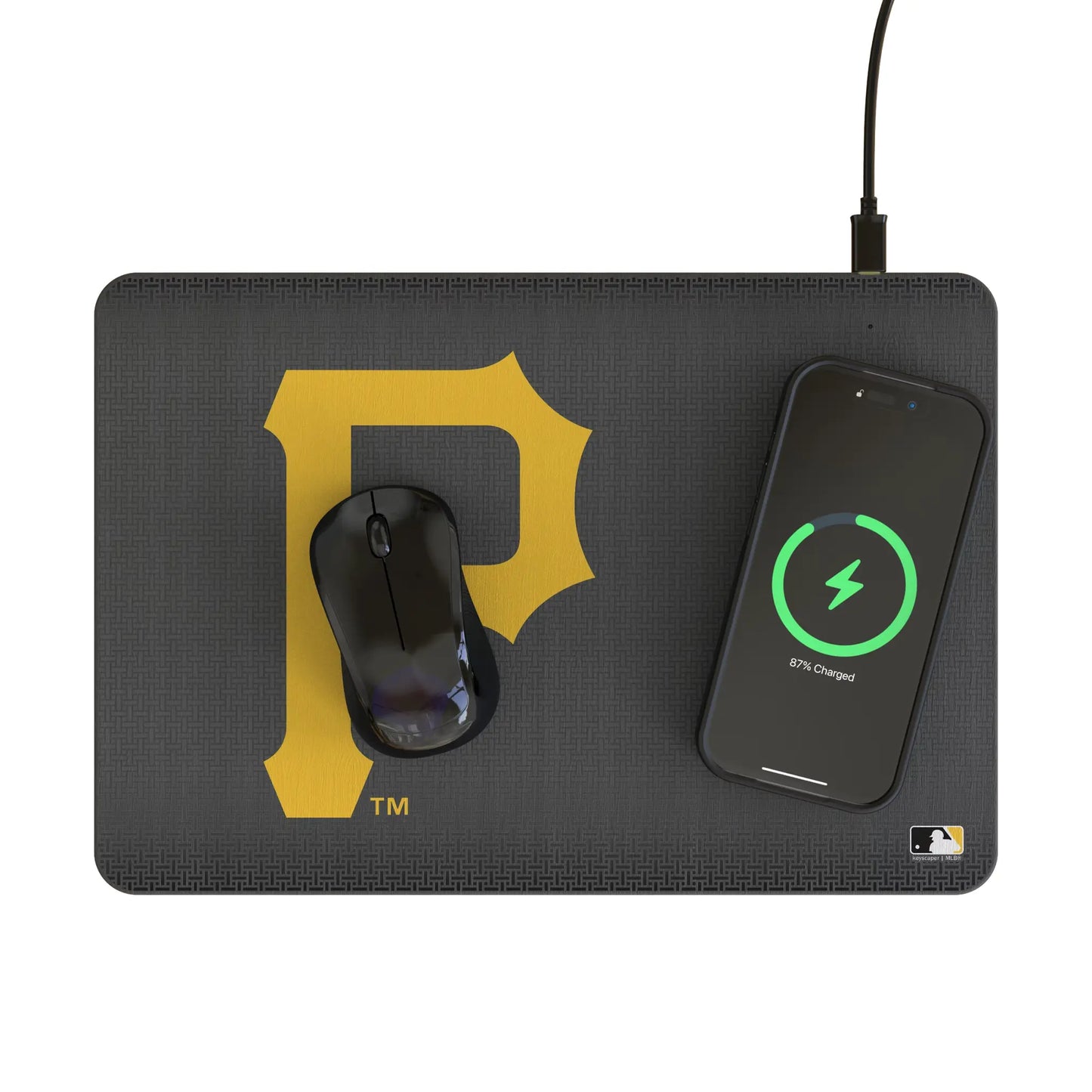 Pittsburgh Pirates Linen 15-Watt Wireless Charger and Mouse Pad