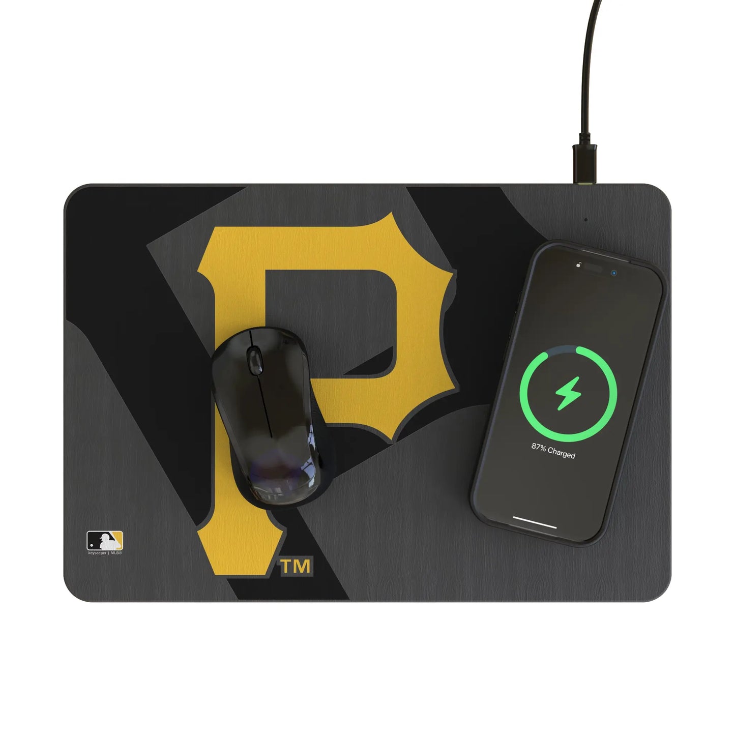 Pittsburgh Pirates Monocolor Tilt 15-Watt Wireless Charger and Mouse Pad
