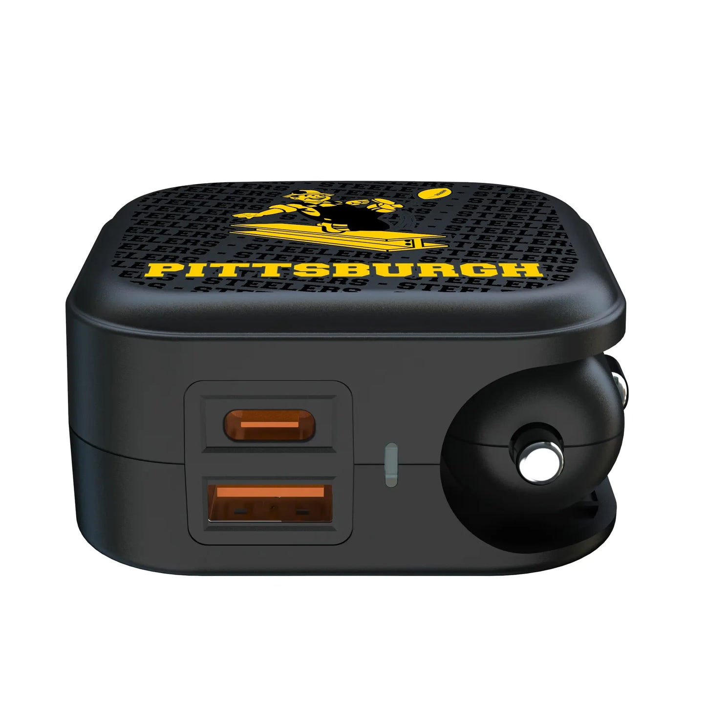 Pittsburgh Steelers 1961 Historic Collection Text Backdrop 2 in 1 USB A/C Charger