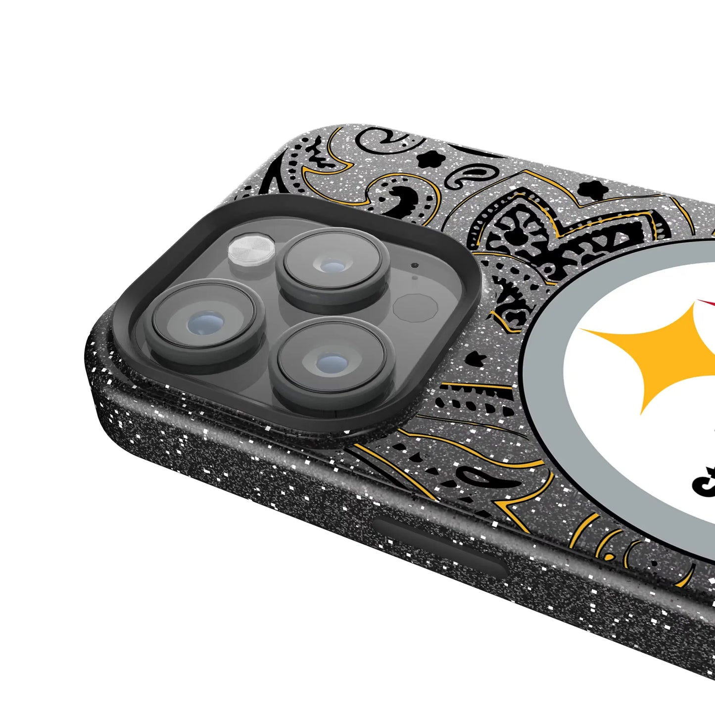 Pittsburgh Steelers Paisley Black Bling Phone Case for Apple iPhone