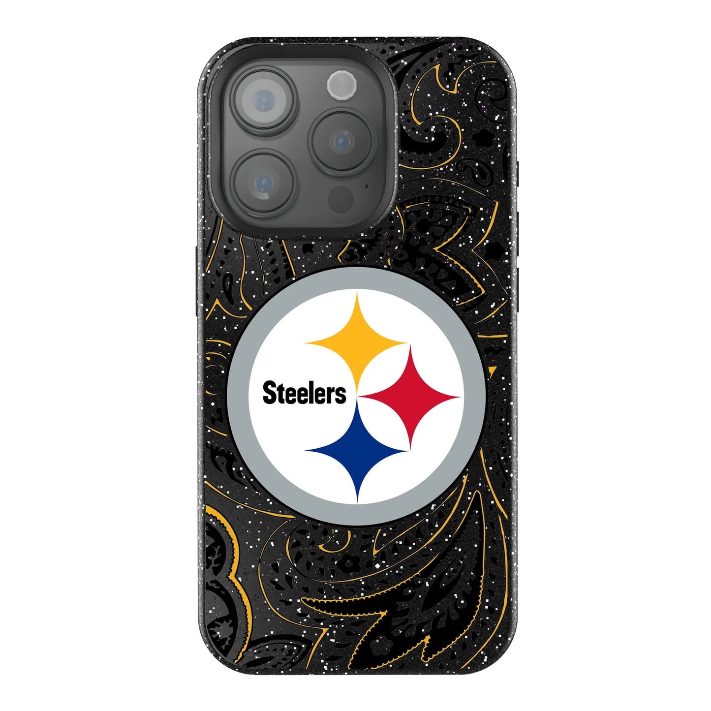 Pittsburgh Steelers Paisley Black Bling Phone Case for Apple iPhone