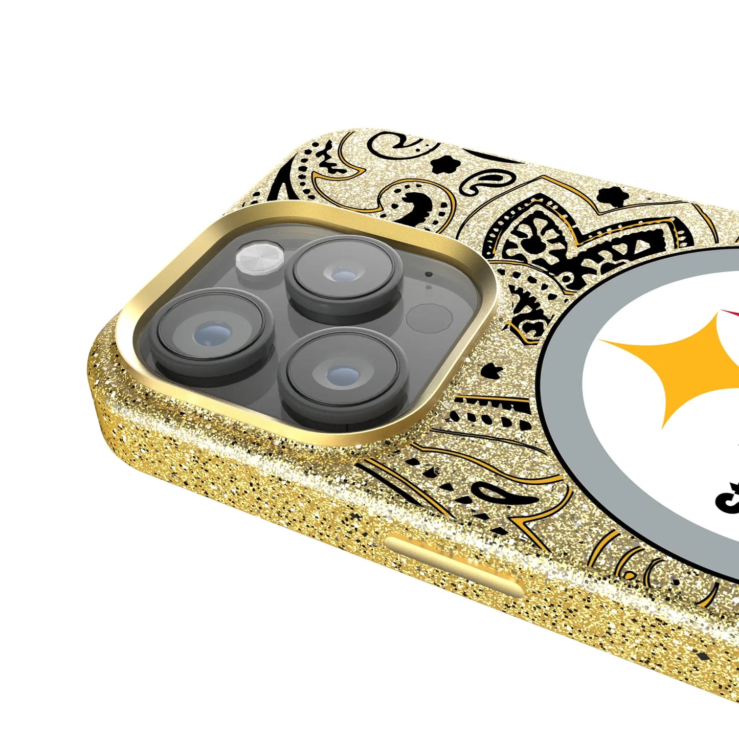 Pittsburgh Steelers Paisley Bling Phone Case for Apple iPhone