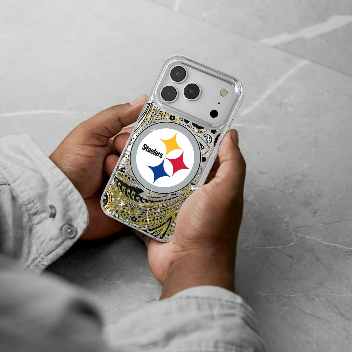 Pittsburgh Steelers Paisley Glitter Phone Case for Apple iPhone
