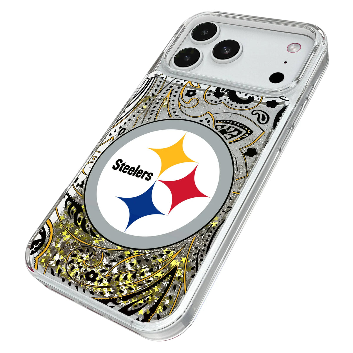 Pittsburgh Steelers Paisley Glitter Phone Case for Apple iPhone