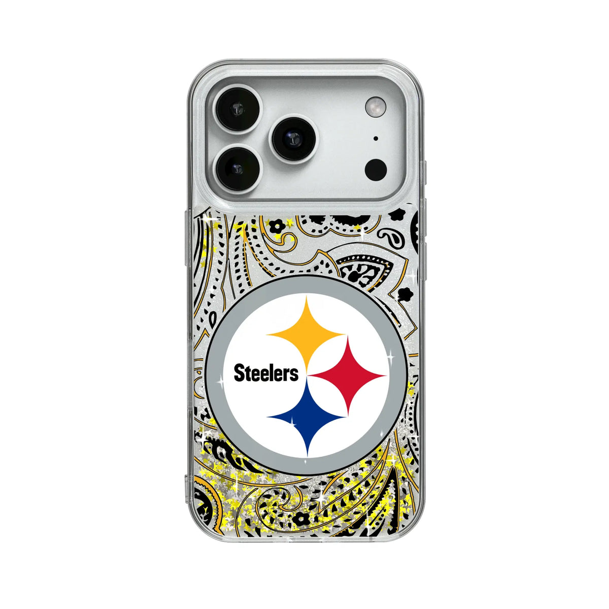 Pittsburgh Steelers Paisley Glitter Phone Case for Apple iPhone