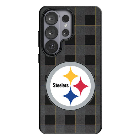 Pittsburgh Steelers Plaid MagSafe Compatible Phone Case for Samsung Galaxy