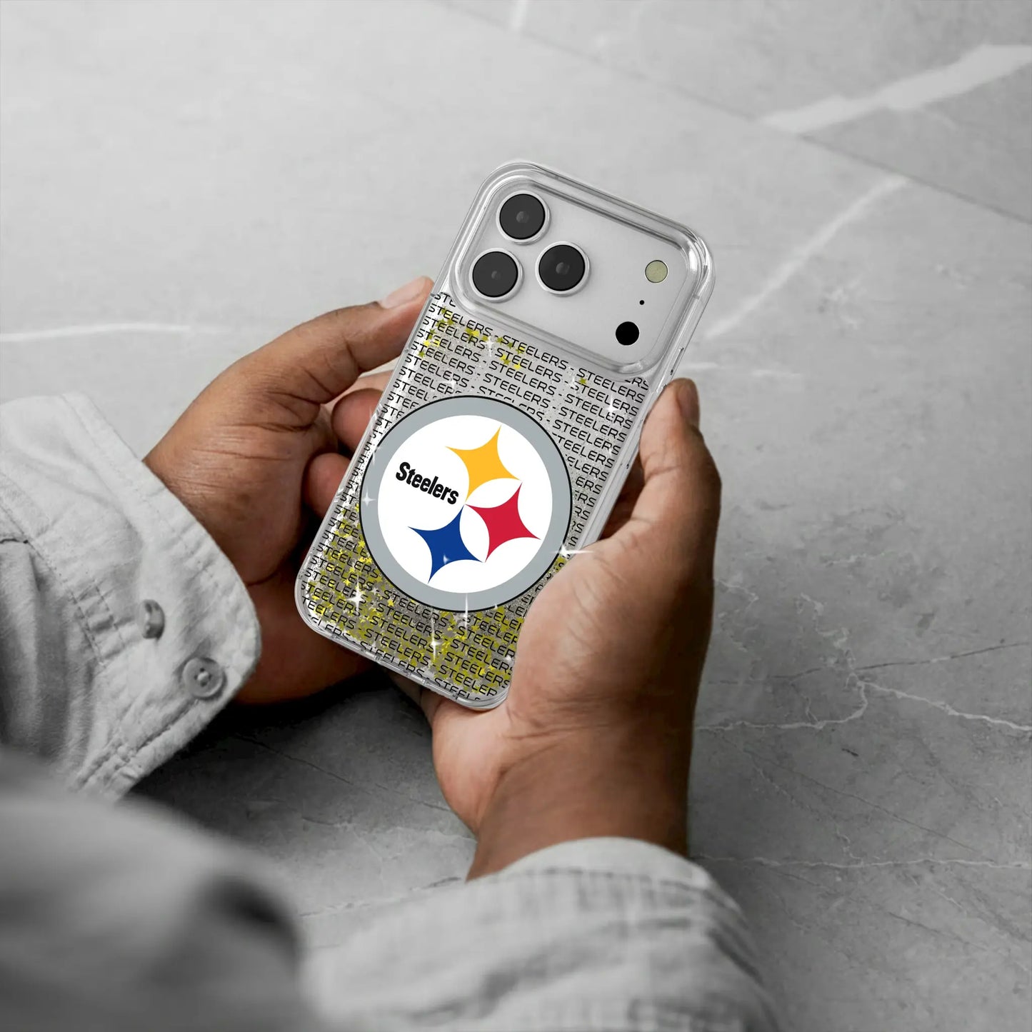 Pittsburgh Steelers Text Backdrop Glitter Phone Case for Apple iPhone