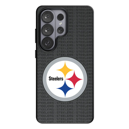 Pittsburgh Steelers Text Backdrop MagSafe Compatible Phone Case for Samsung Galaxy