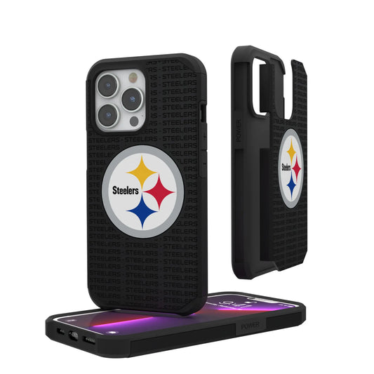 Pittsburgh Steelers Text Backdrop Rugged Phone Case for Apple iPhone