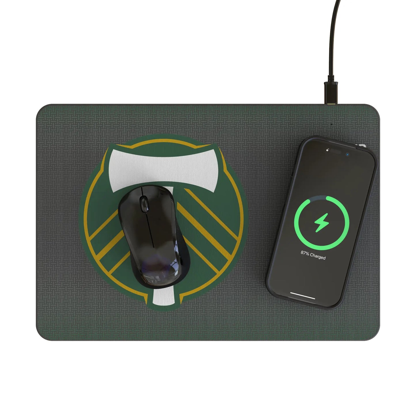 Portland Timbers Linen 15-Watt Wireless Charger and Mouse Pad