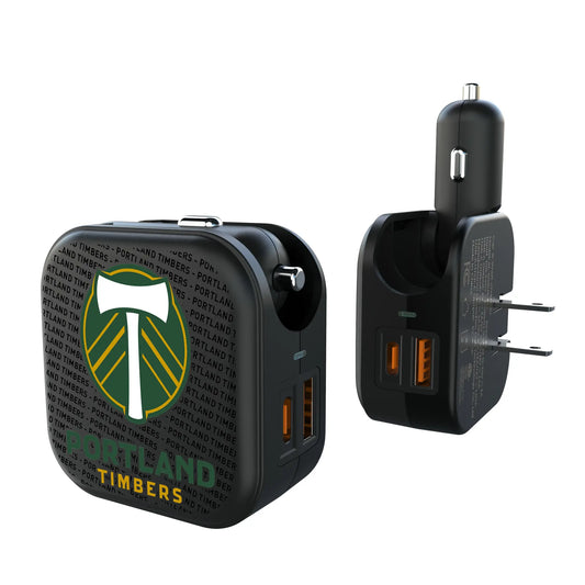 Portland Timbers Text Backdrop 2 in 1 USB A/C Charger