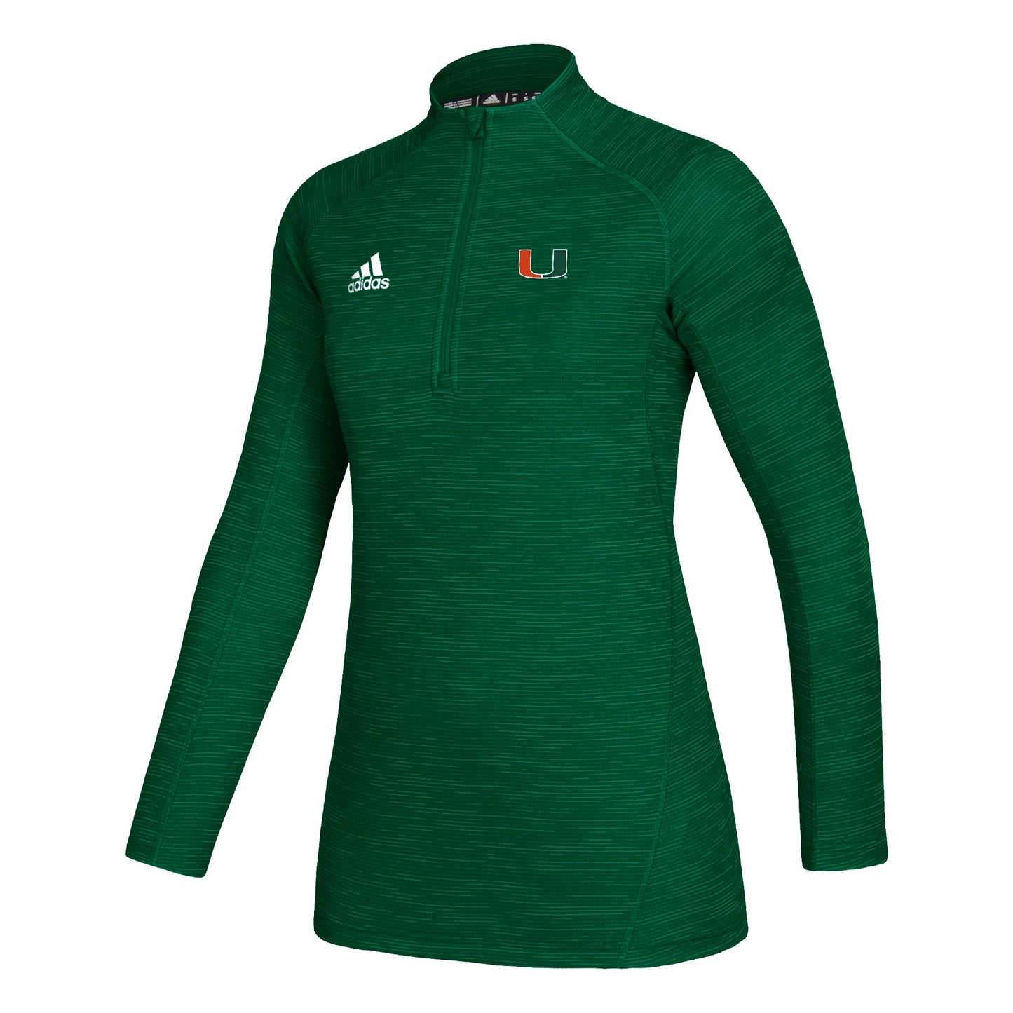 Miami Hurricanes adidas Women's GameMode L/S 1/4 Zip - Green