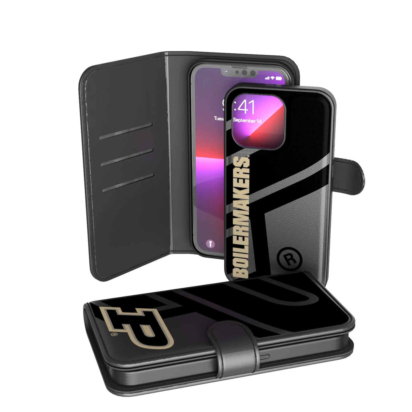 Purdue University Boilermakers Monocolor Tilt Wallet Phone Case for Apple iPhone
