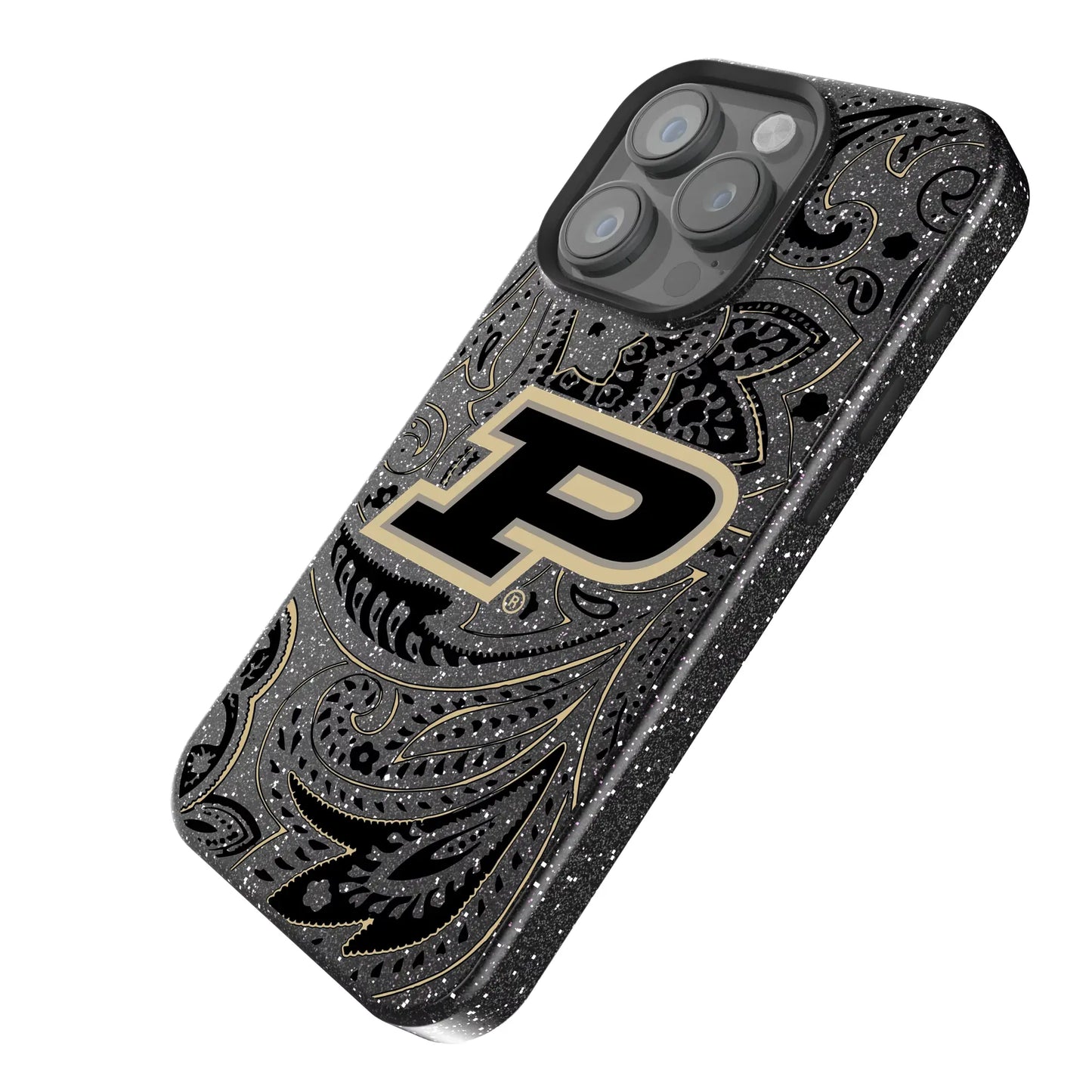 Purdue University Boilermakers Paisley Black Bling Phone Case for Apple iPhone