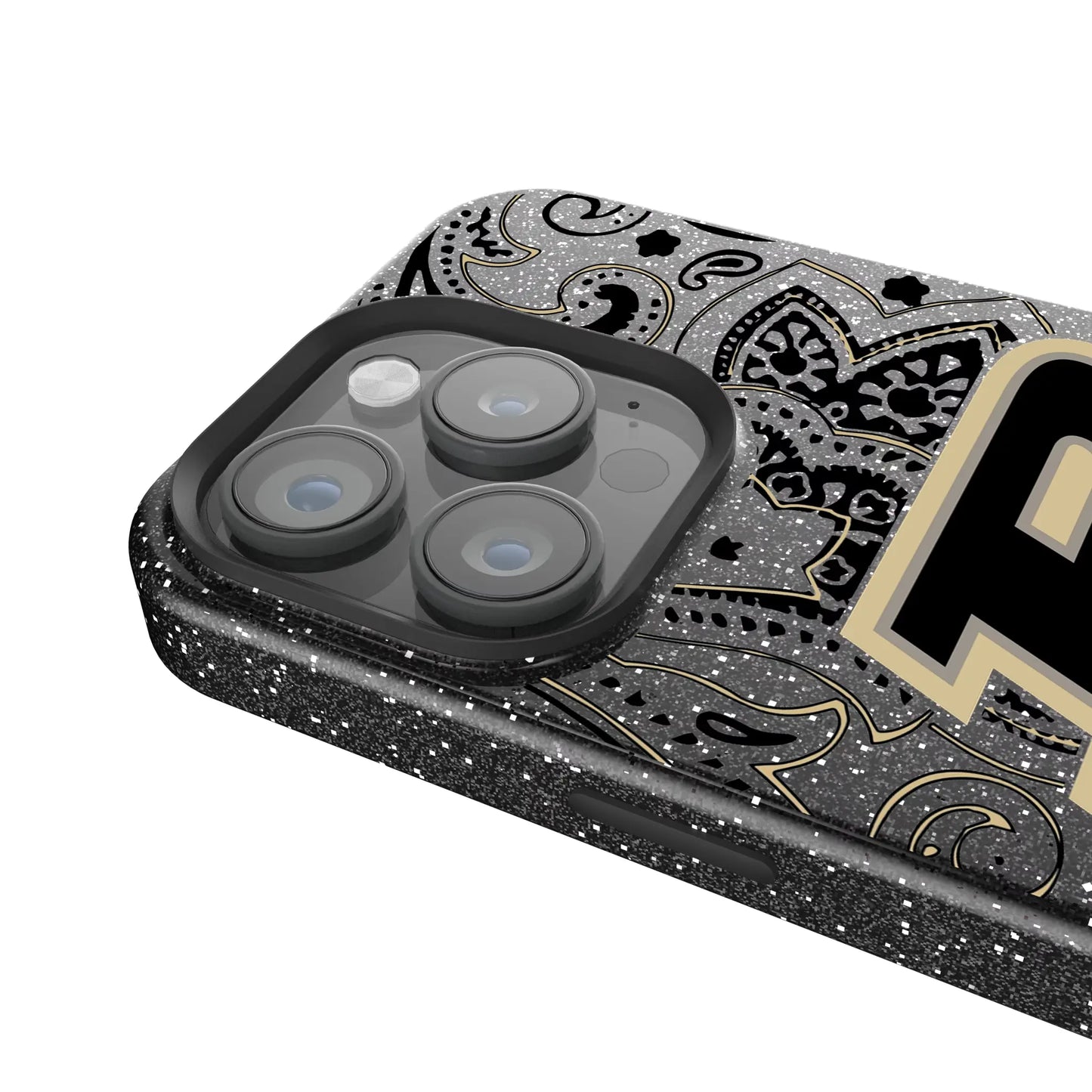 Purdue University Boilermakers Paisley Black Bling Phone Case for Apple iPhone