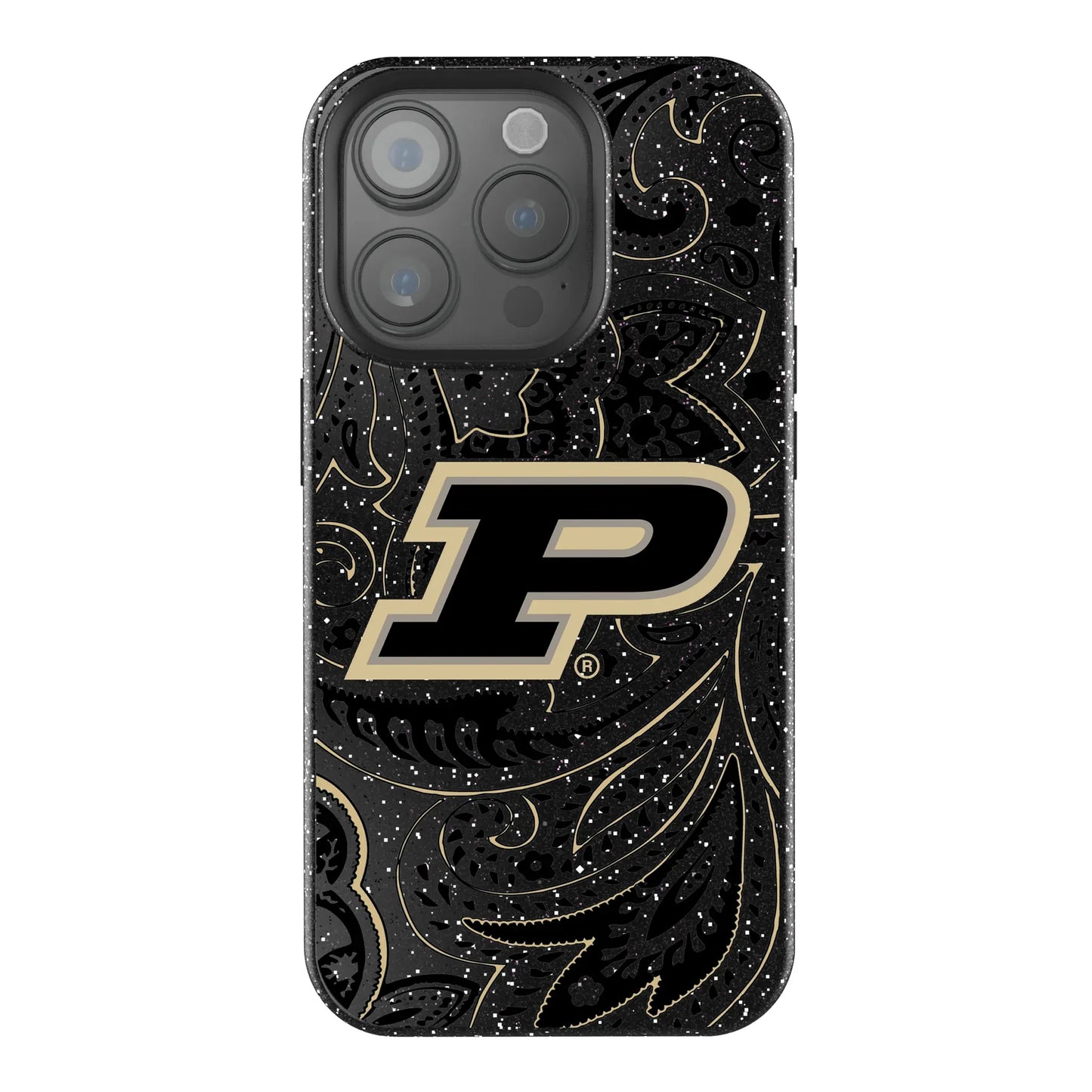 Purdue University Boilermakers Paisley Black Bling Phone Case for Apple iPhone