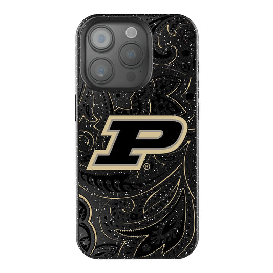 Purdue University Boilermakers Paisley Black Bling Phone Case for Apple iPhone
