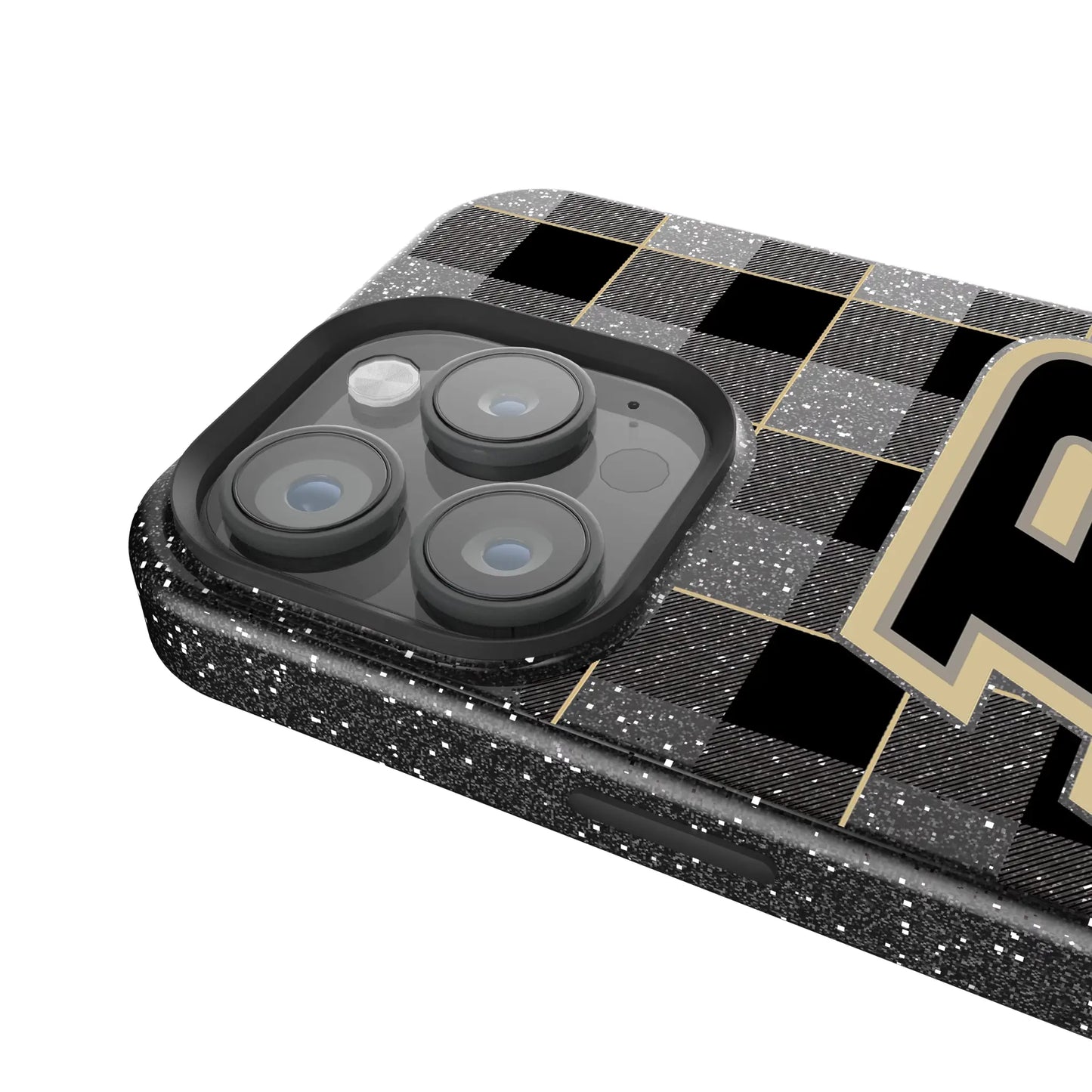 Purdue University Boilermakers Plaid Black Bling Phone Case for Apple iPhone