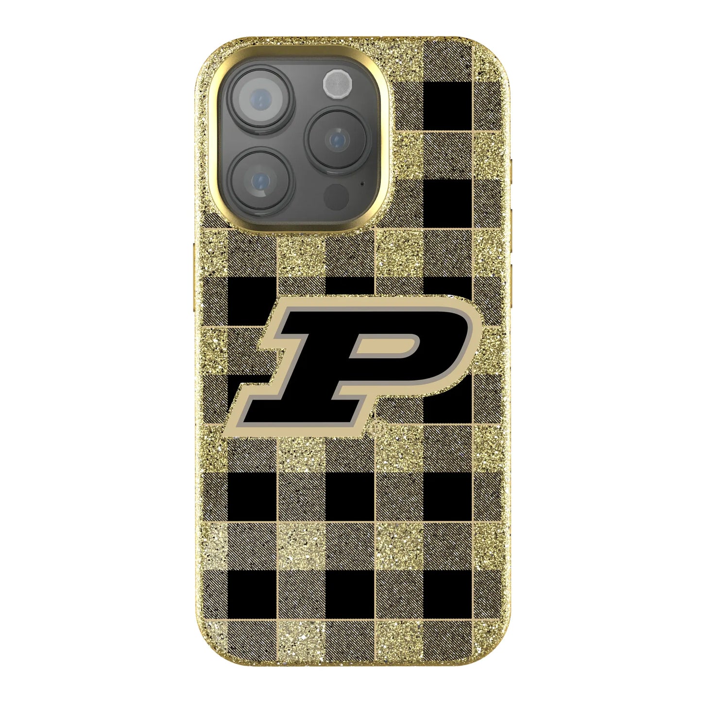 Purdue University Boilermakers Plaid Bling Phone Case for Apple iPhone