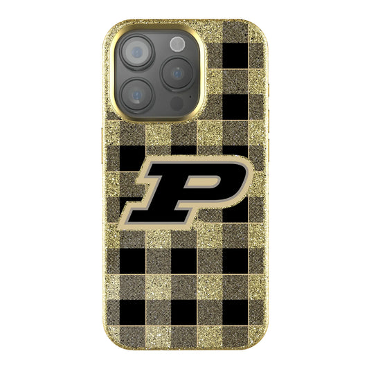 Purdue University Boilermakers Plaid Bling Phone Case for Apple iPhone