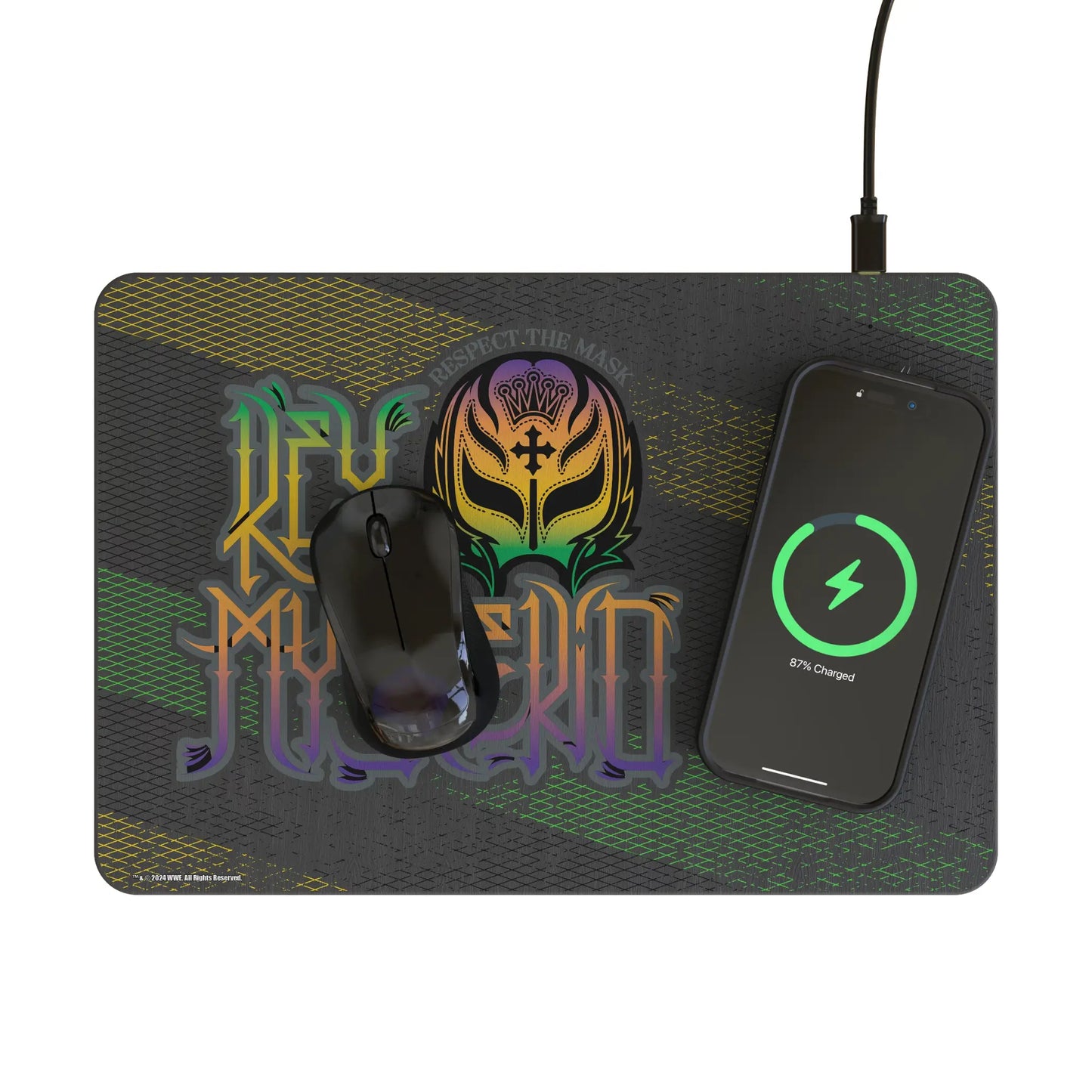Rey Mysterio Steel 15-Watt Wireless Charger and Mouse Pad