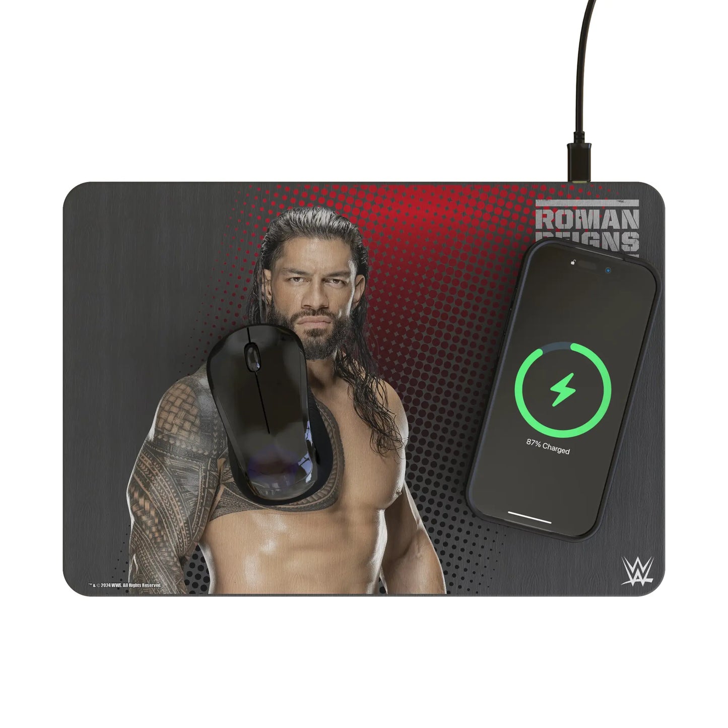 Roman Reigns Superstar 15-Watt Wireless Charger and Mouse Pad
