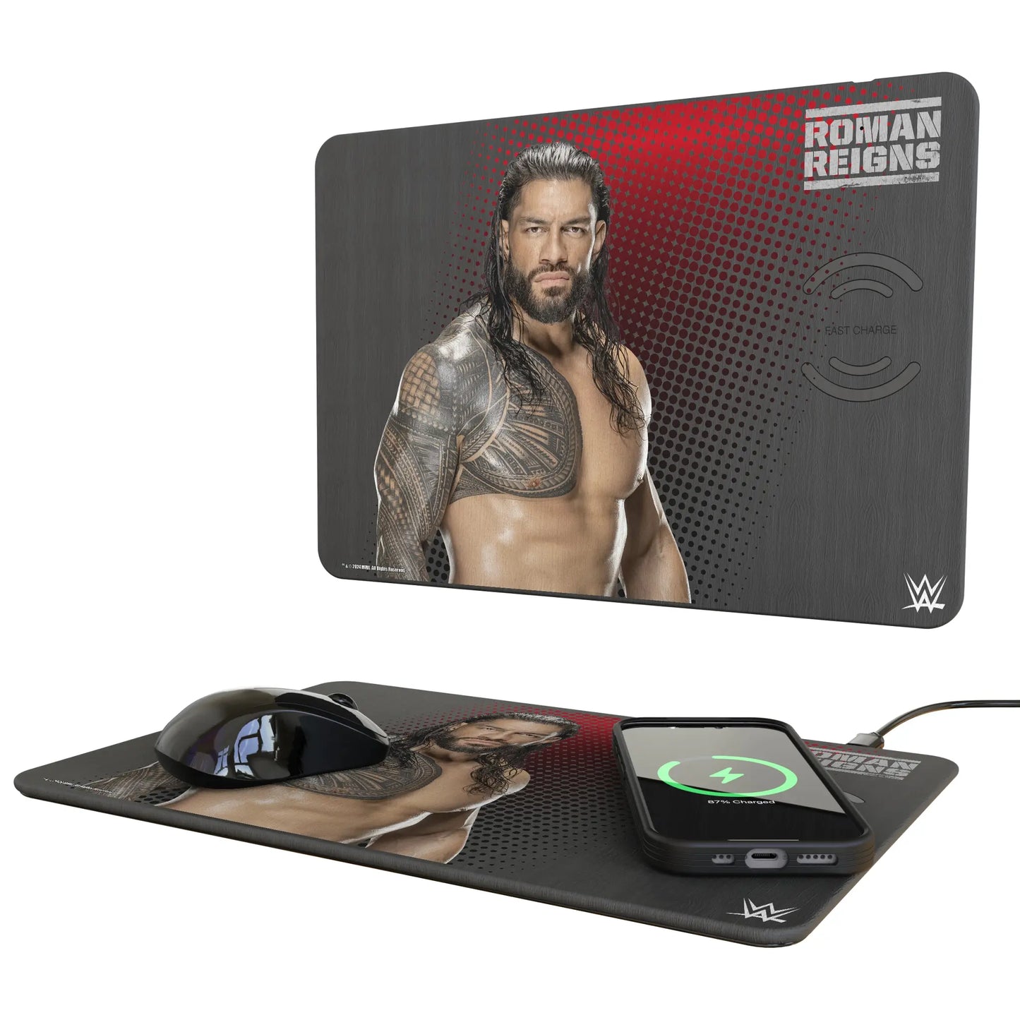 Roman Reigns Superstar 15-Watt Wireless Charger and Mouse Pad