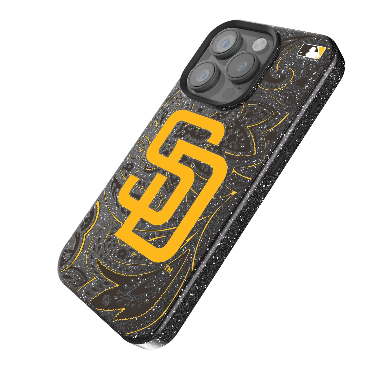 San Diego Padres Paisley Black Bling Phone Case for Apple iPhone