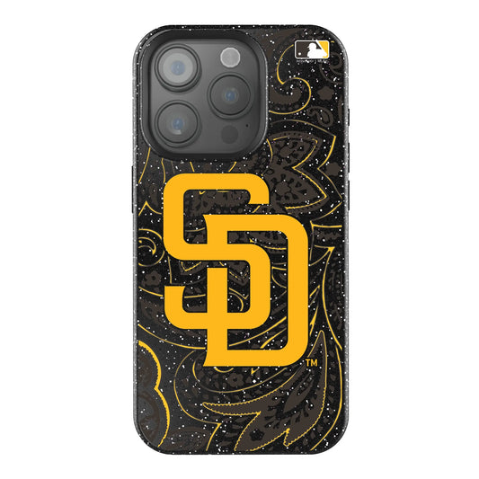 San Diego Padres Paisley Black Bling Phone Case for Apple iPhone