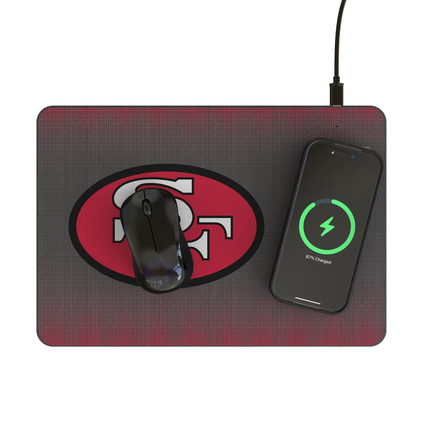 San Francisco 49ers Historic Collection Linen 15-Watt Wireless Charger and Mouse Pad