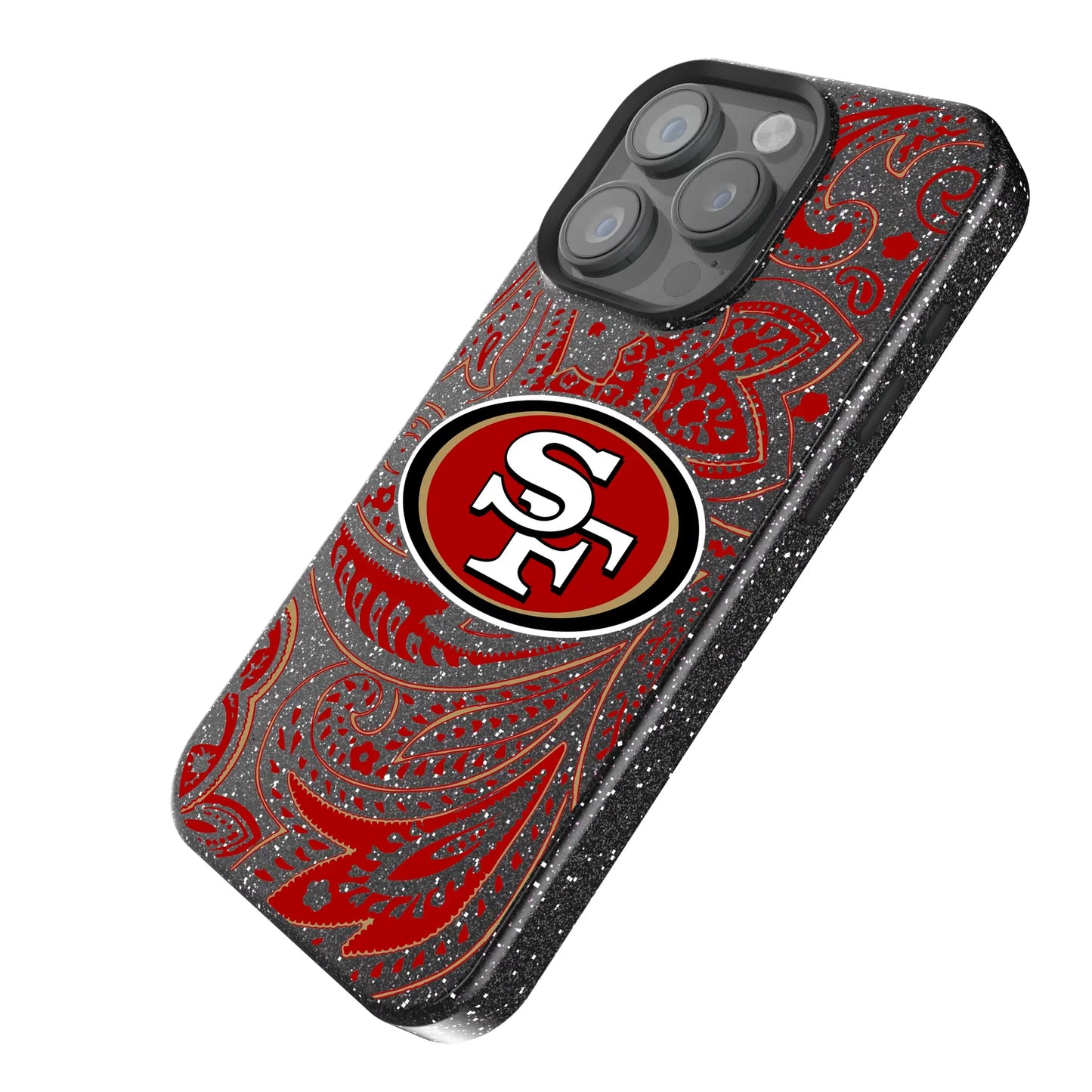 San Francisco 49ers Paisley Black Bling Phone Case for Apple iPhone